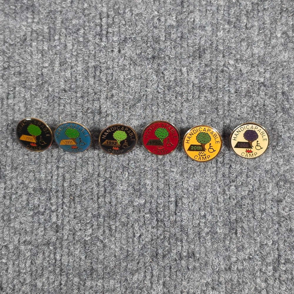 Vintage Handicapable Camp Enamel Pin Lot 1990-1995 20th Anniversary 6pc Set
